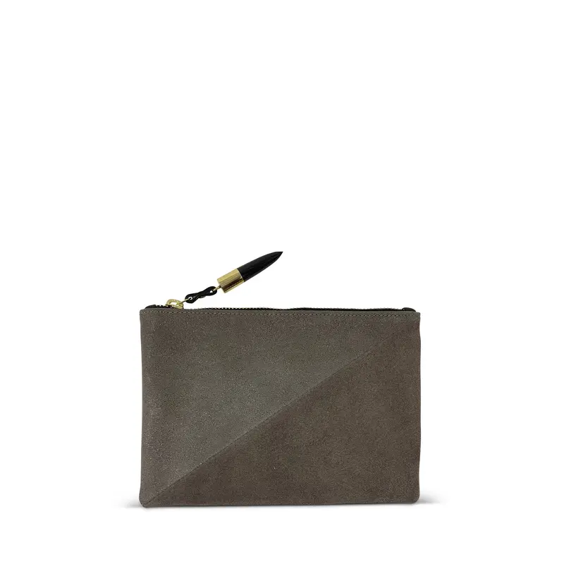Taupe Distressed Glitter Small Pouch