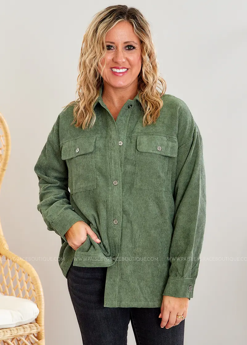 Taylor Shacket - Olive* LAST ONES FINAL SALE *