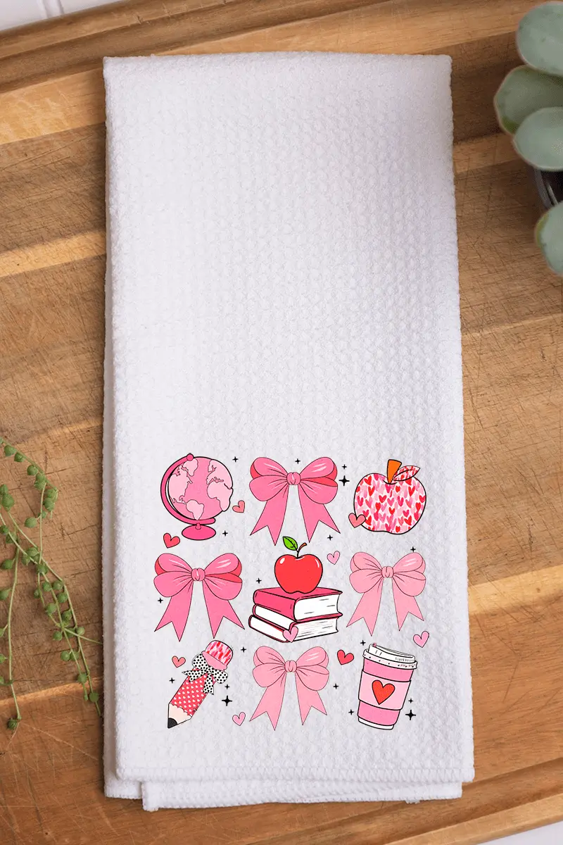 Teacher Love Waffle Kitchen Towel