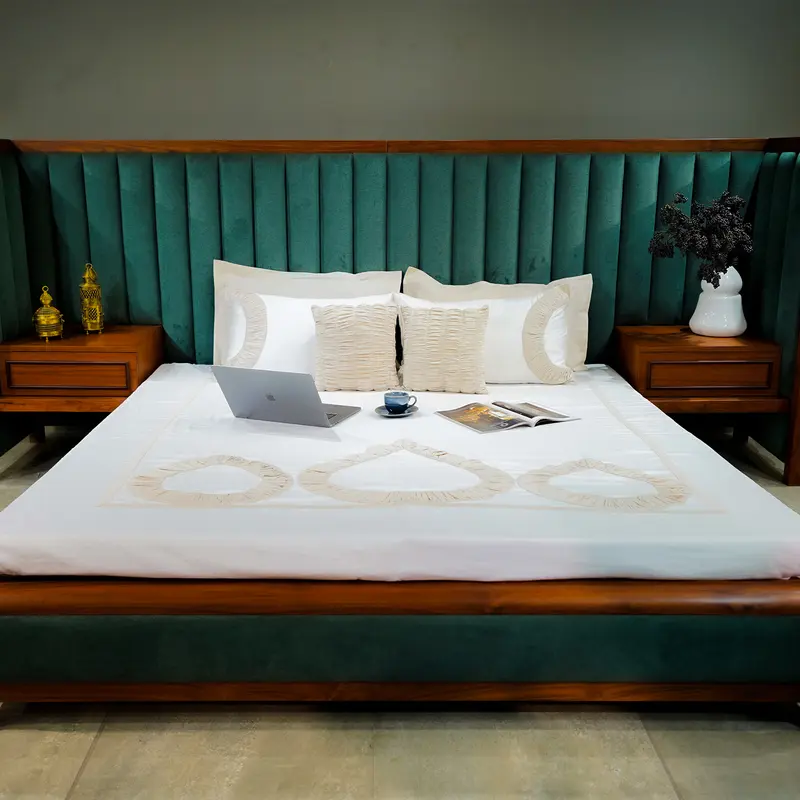 Teardrop Elegance| Designer Bed Sheet Set| Beige| 100%Cotton