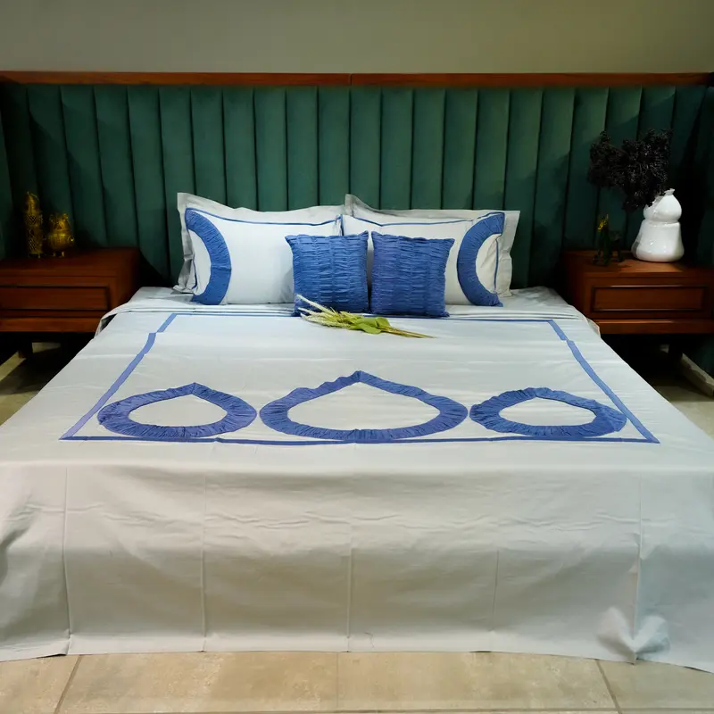 Teardrop Elegance| Designer Bed Sheet Set| Blue| 100%Cotton