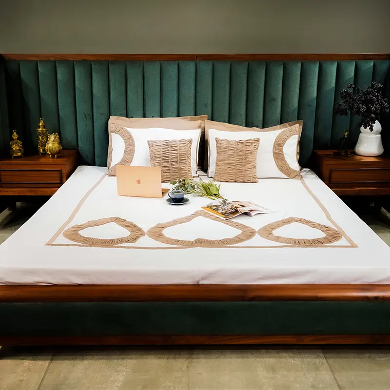 Teardrop Elegance| Designer Bed Sheet Set| Coffee| 100%Cotton
