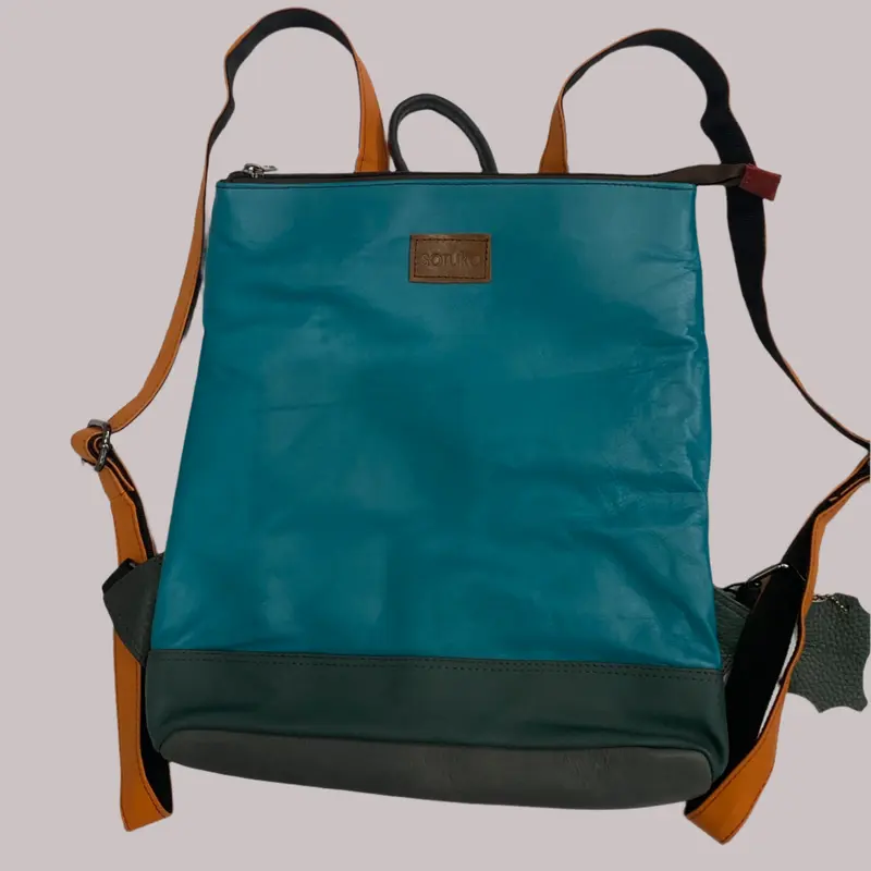 Textured Leather Backpack Purse