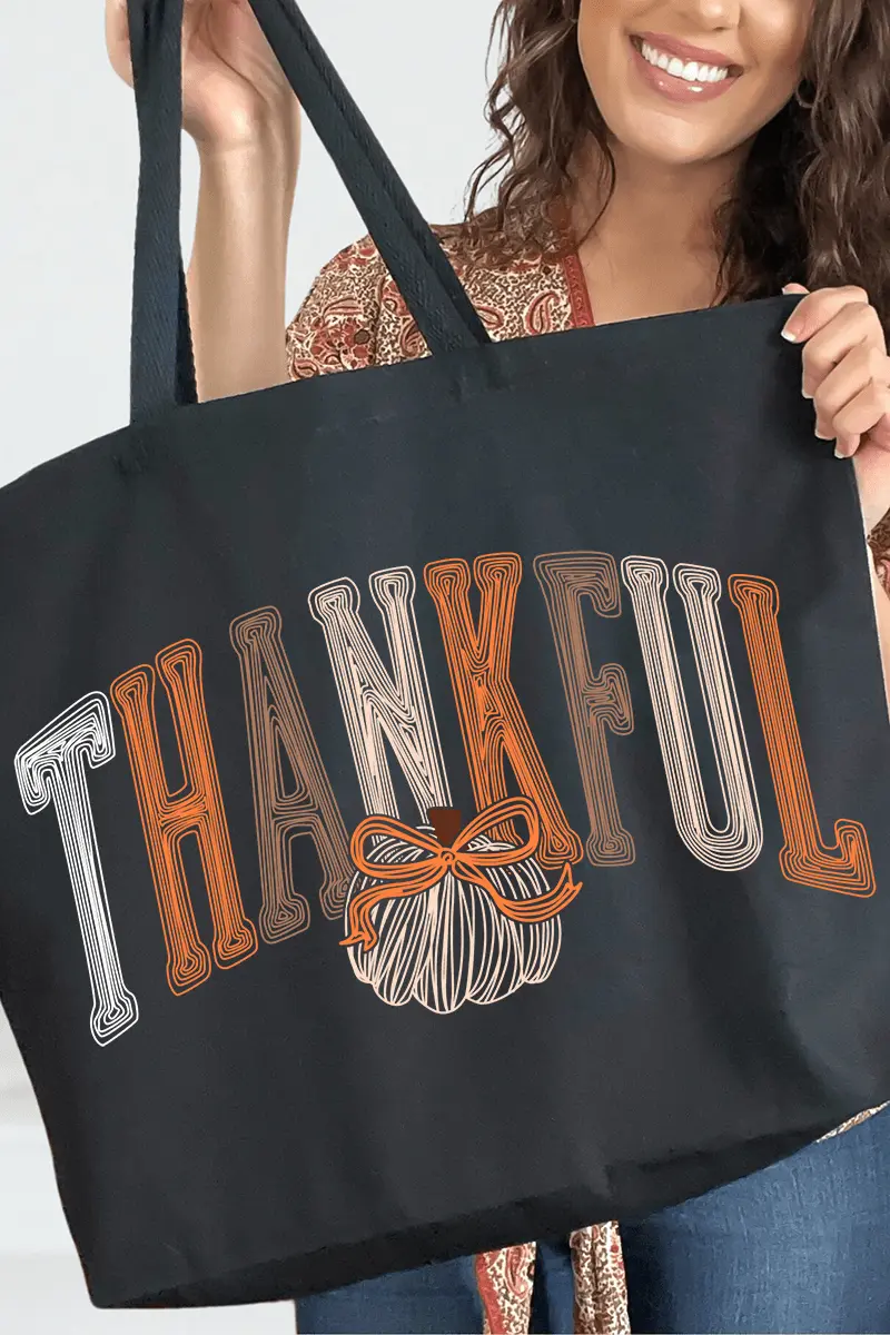 Thankful Sketch Canvas Jumbo Tote