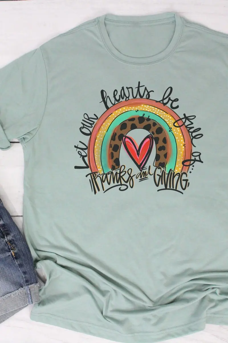 Thanks And Giving Rainbow Poly/Cotton Tee