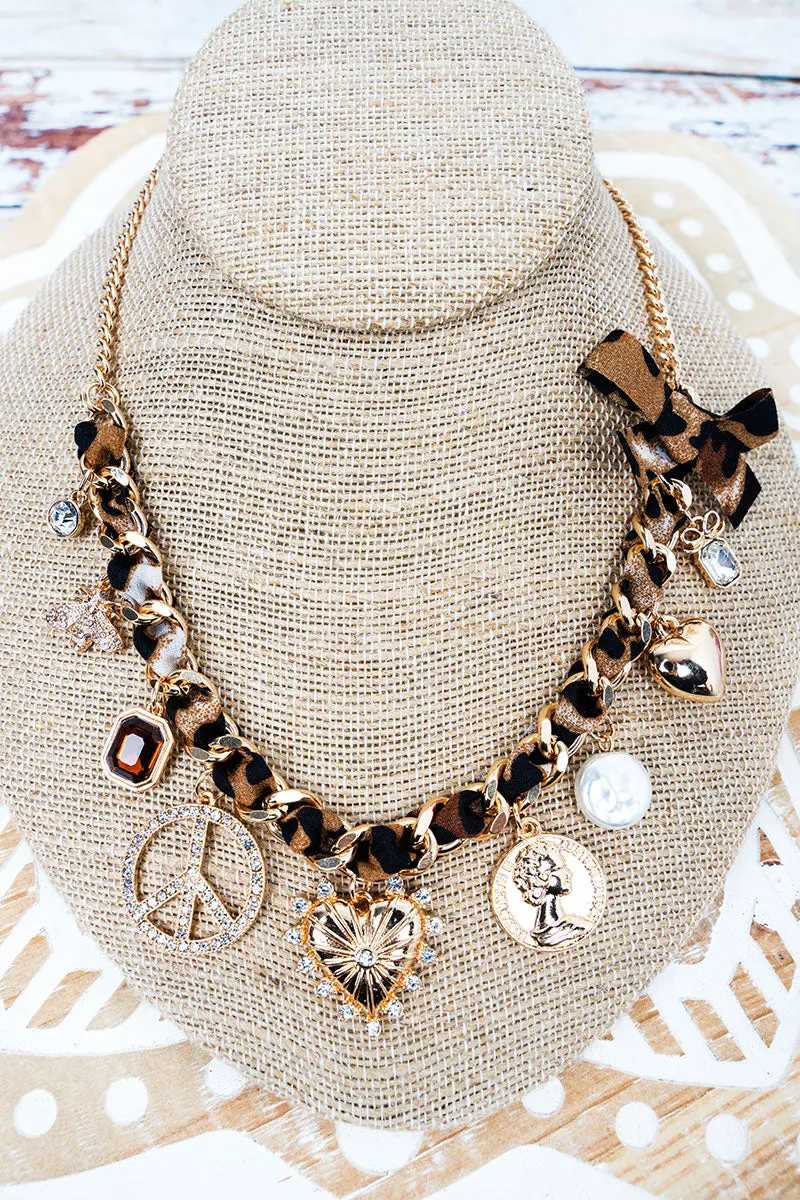 The Iconic Edit Leopard Ribboned Chain Charm Necklace