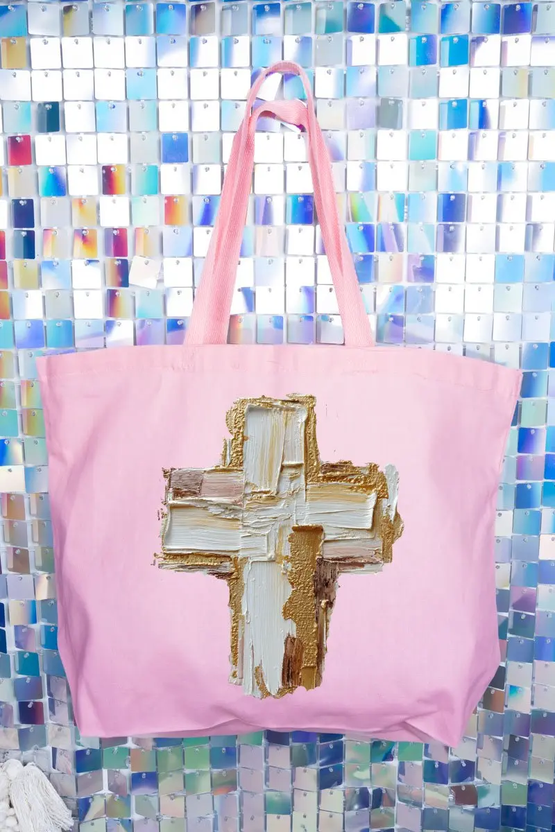 The Painted Gilded Cross Canvas Jumbo Tote