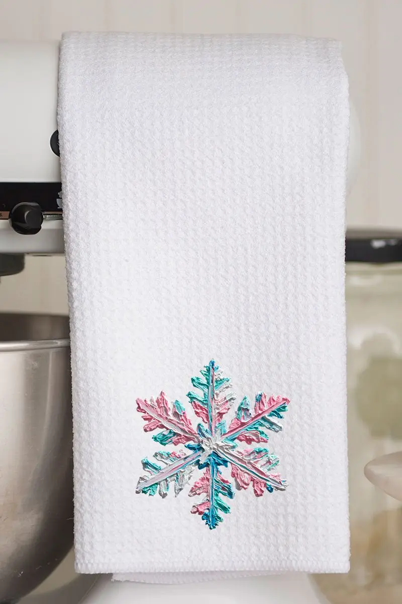 The Painted Snowflake Waffle Kitchen Towel