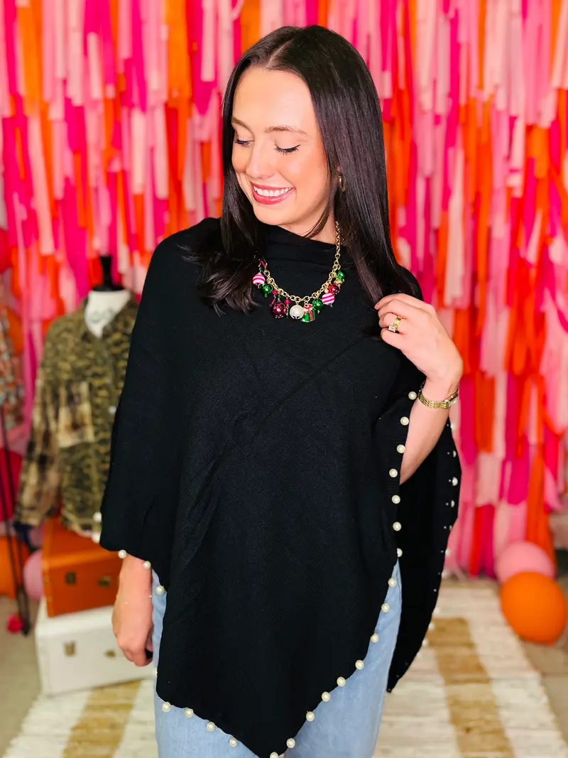 The Peyton Pearl Poncho - Black