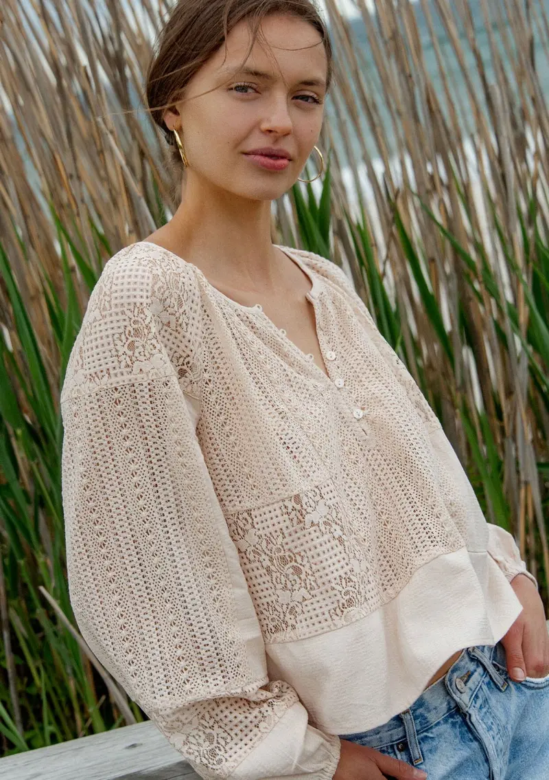 Theia Patchwork Lace Blouse