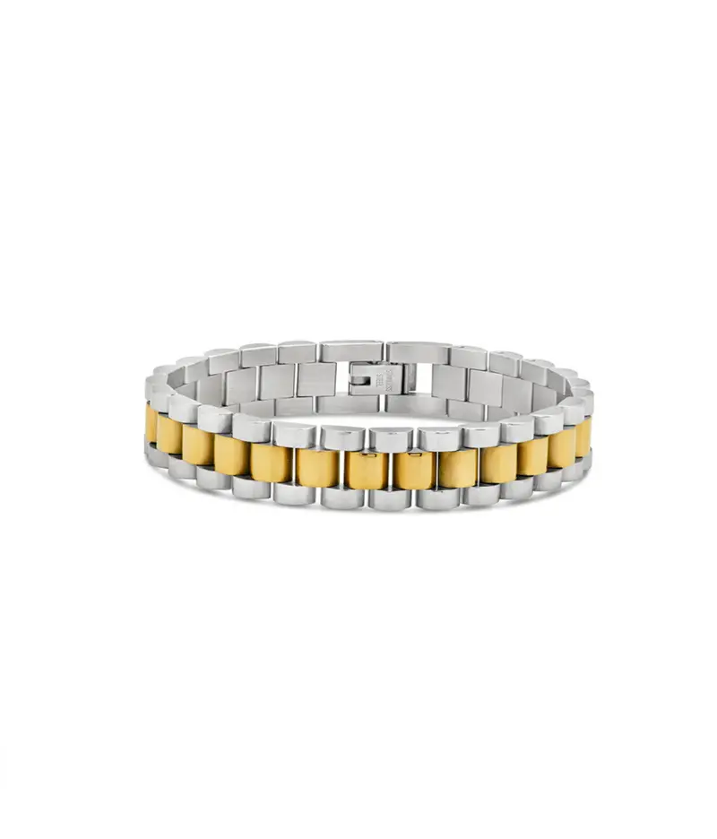 Thin Dual Tone Watch Chain Bracelet