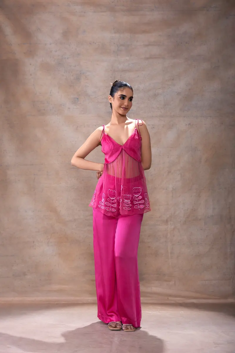 Tie-Up Peplum Tunic and Pant Set