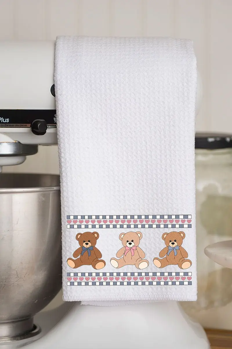 Tiny Teddy Trio Waffle Kitchen Towel