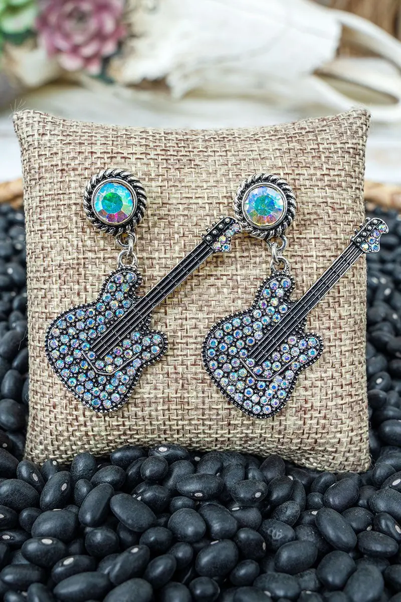 TIPI Iridescent Crystal Chords Silvertone Earrings
