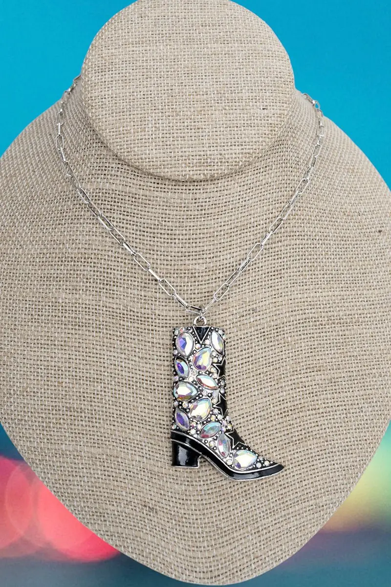 TIPI Iridescent Midnight Star Boot Silvertone Necklace