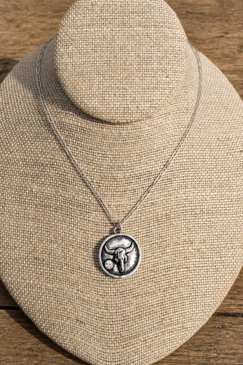 TIPI Iridescent Steer Spirit Silvertone Necklace