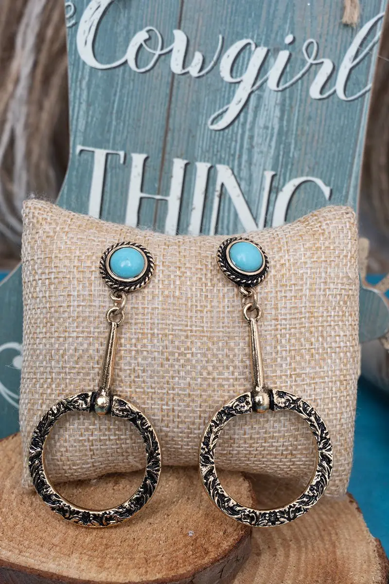 TIPI Turquoise Derby Darling Goldtone Earrings