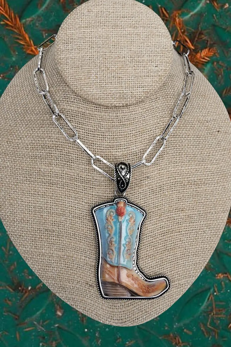 TIPI Western Sky Boot Silvertone Necklace