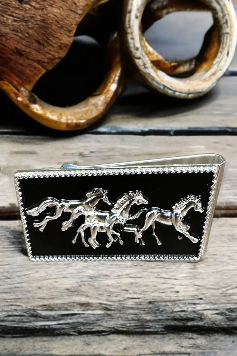 TIPI Wild Horses Silvertone Money Clip