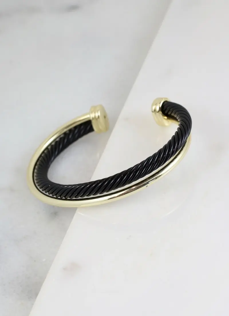 Tobias Double Cable Bracelet Black