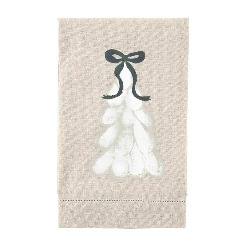 Tree White Xmas Painted Towel by Mud Pie