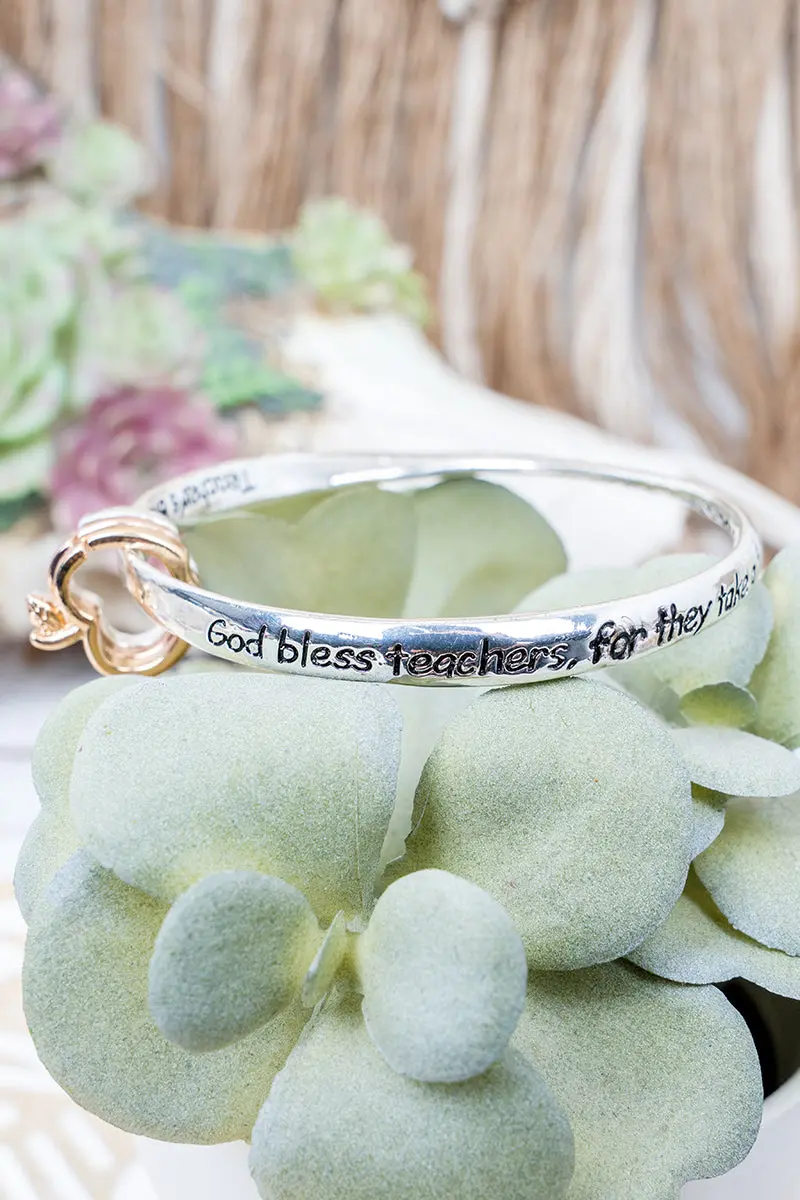 Tri-Tone Apple Charm Teacher Twist Bangle