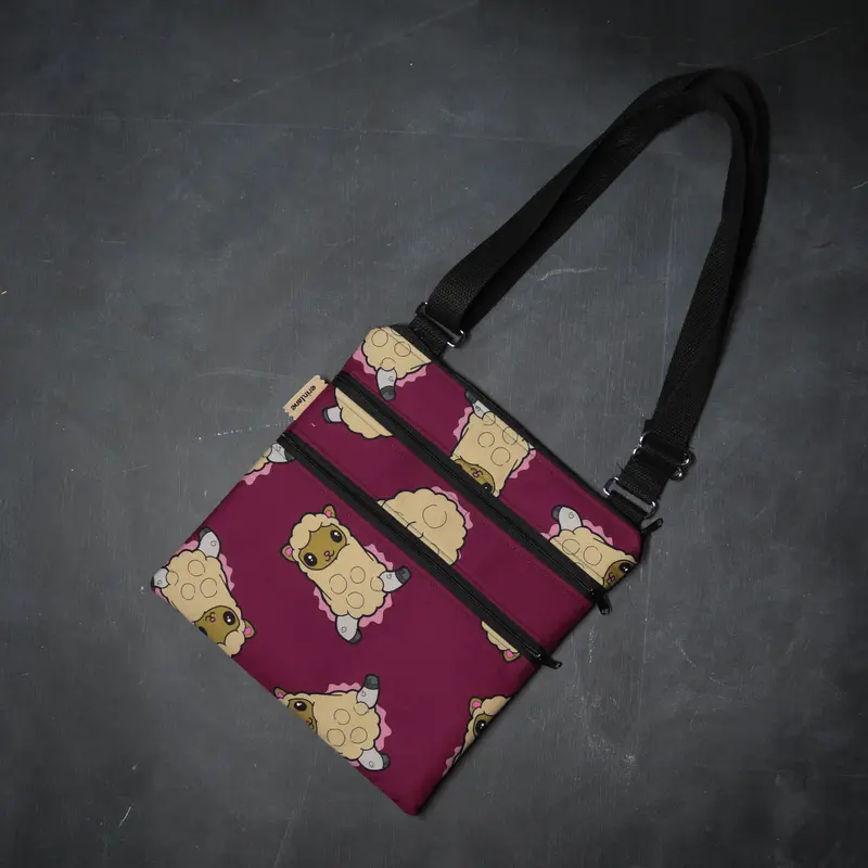 Triple Zip Crossbody Bag in Alpaca Faces