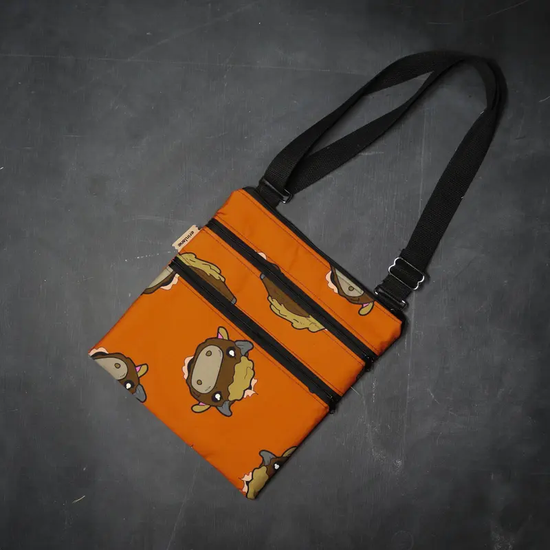 Triple Zip Crossbody Bag in Bison Faces
