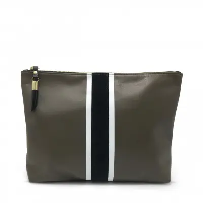 Truffle With B&W Stripe Medium Pouch