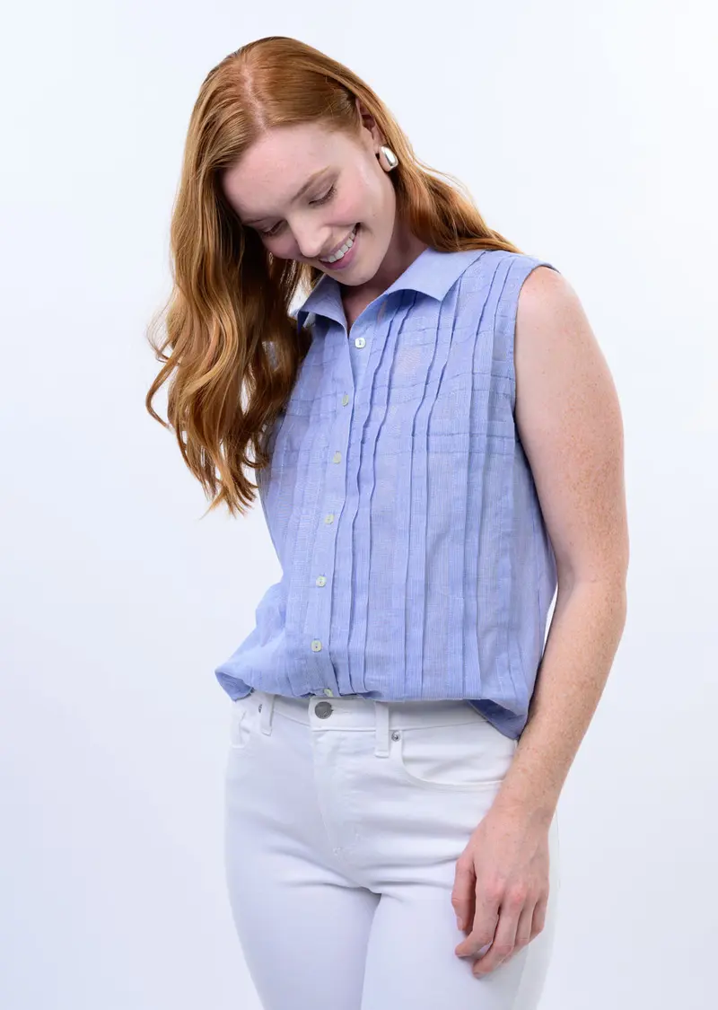 Tucked Pattern Shirt in Blue