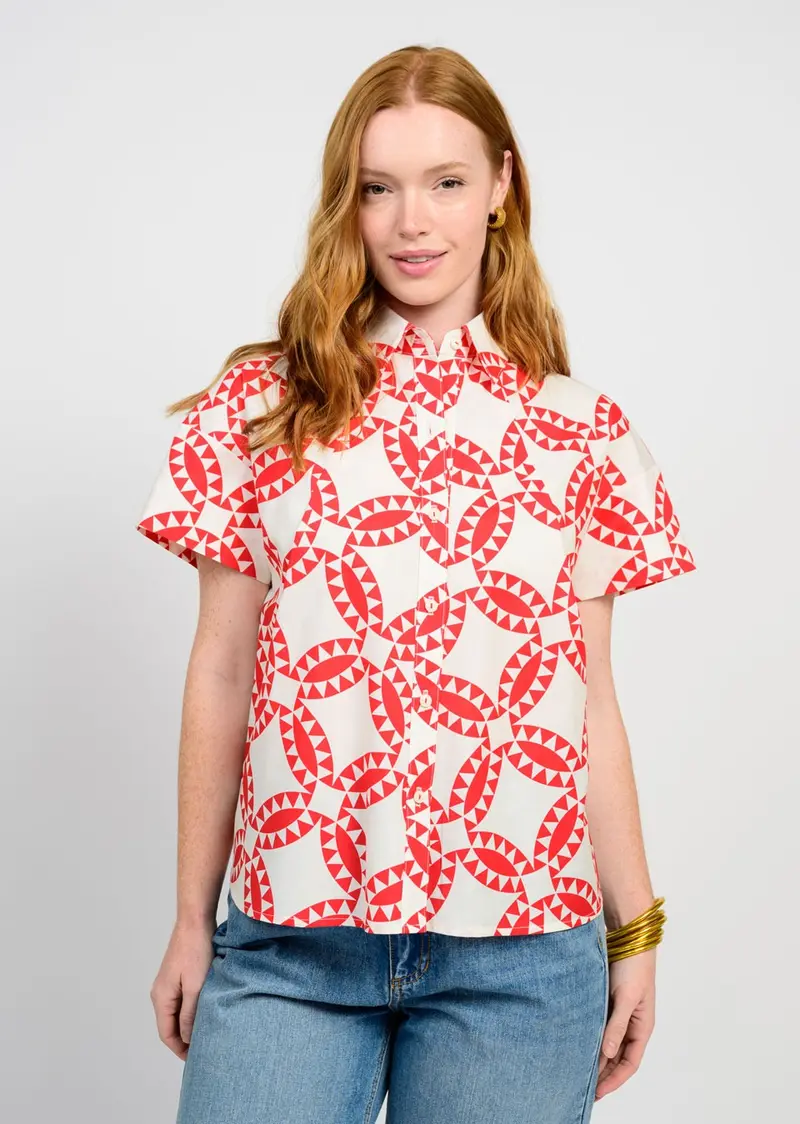 Tucked Swing Shirt in Red