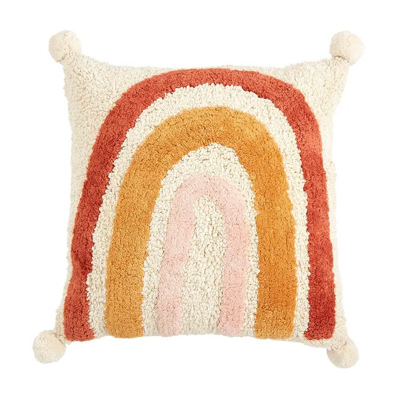 Tufted Rainbow Pom Pillow by Mudpie
