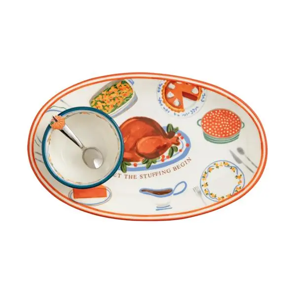 Turkey Dinner Tray & Dip Set by Mudpie