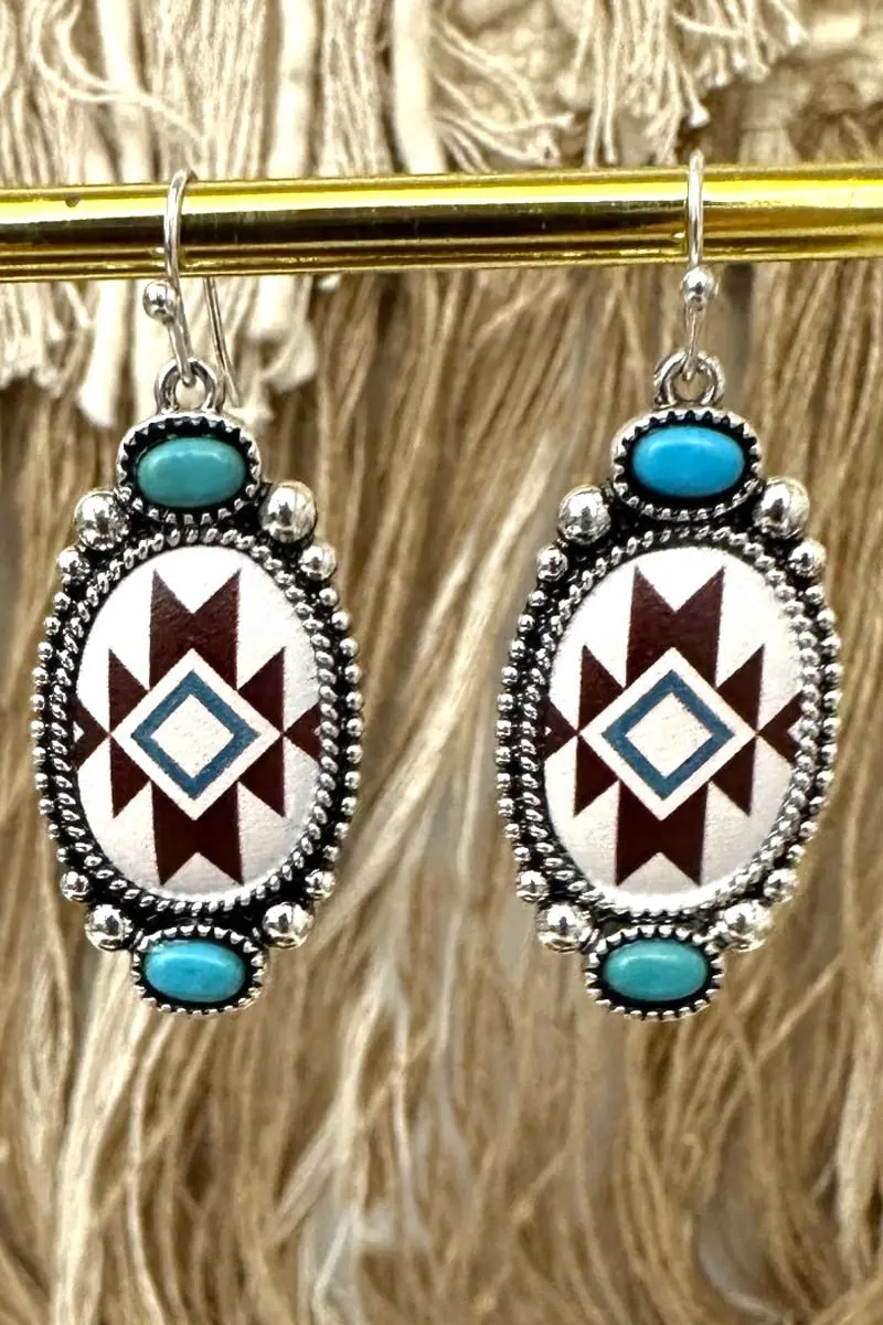 Turquoise & Brown Sunwoven Mesa Silvertone Earrings