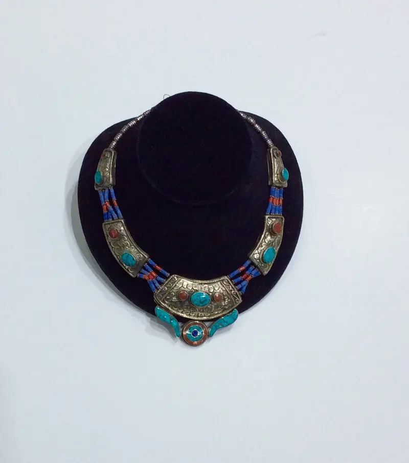 Turquoise, Coral, Lapis & Sterling Silver Necklace