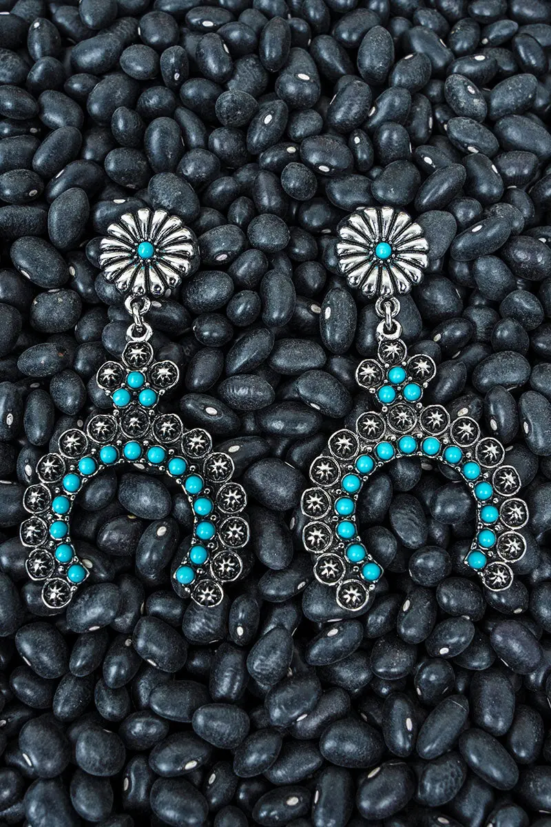 Turquoise Cresthaven Silvertone Earrings