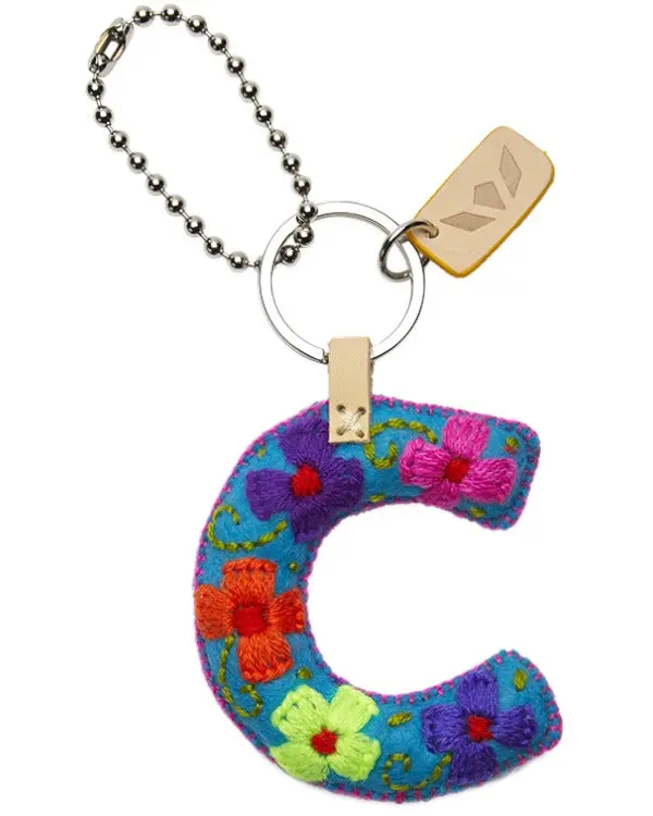 TURQUOISE FELT ALPHABET CHARM "C"
