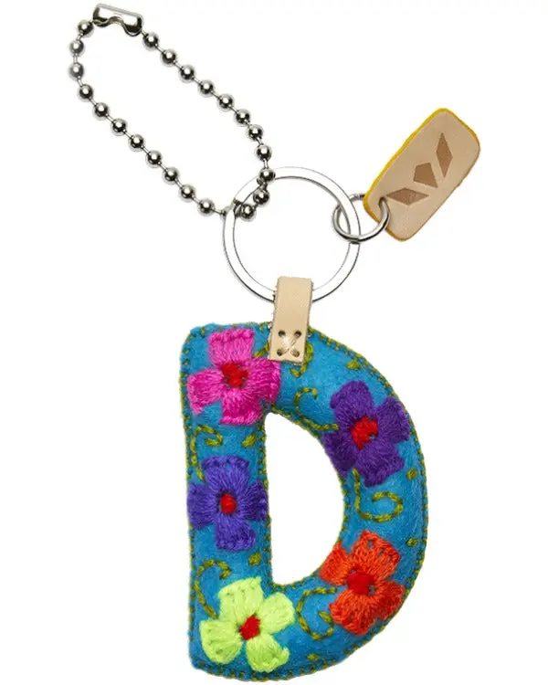 TURQUOISE FELT ALPHABET CHARM "D"