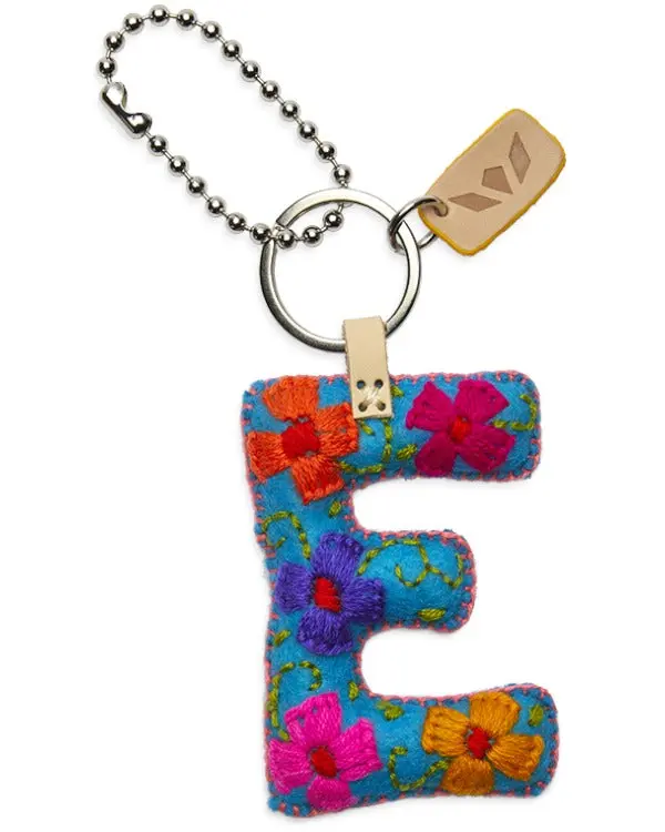 TURQUOISE FELT ALPHABET CHARM "E"