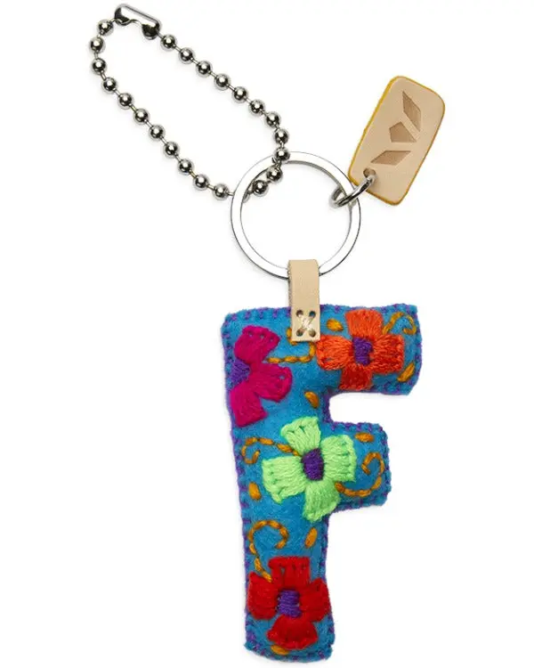 TURQUOISE FELT ALPHABET CHARM "F"