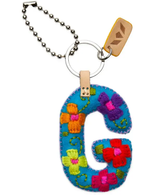 TURQUOISE FELT ALPHABET CHARM "G"