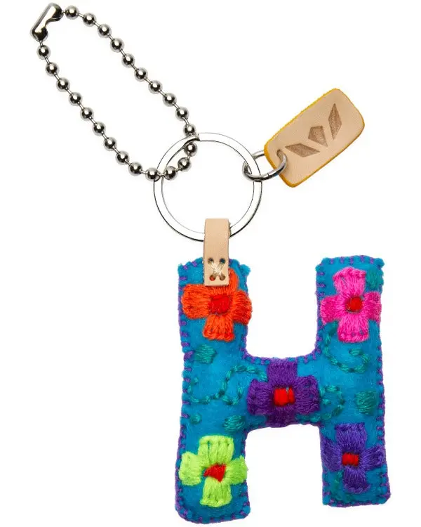 TURQUOISE FELT ALPHABET CHARM "H"