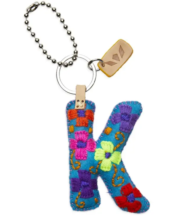 TURQUOISE FELT ALPHABET CHARM "K"