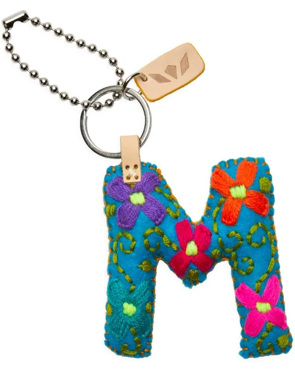 TURQUOISE FELT ALPHABET CHARM "M"