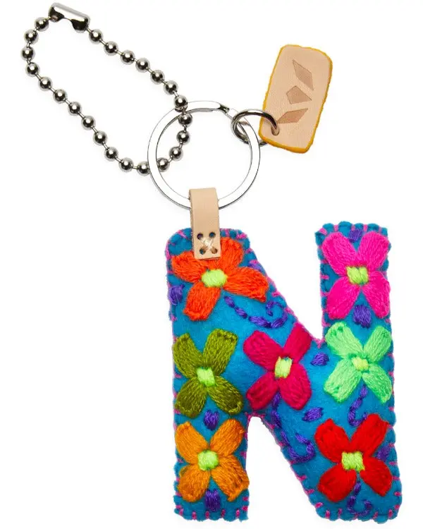 TURQUOISE FELT ALPHABET CHARM "N"