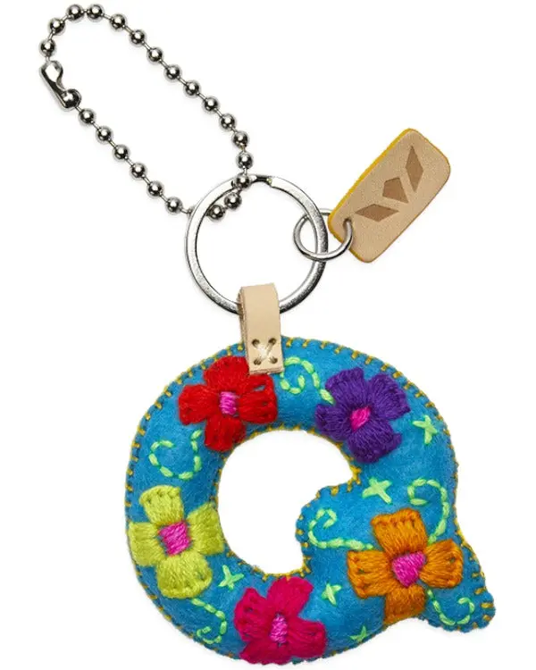 TURQUOISE FELT ALPHABET CHARM "Q"