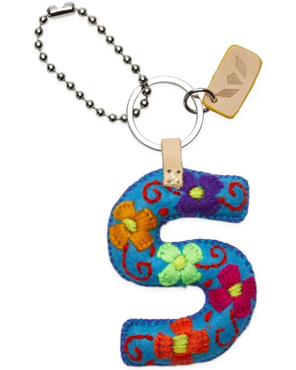 TURQUOISE FELT ALPHABET CHARM "S"