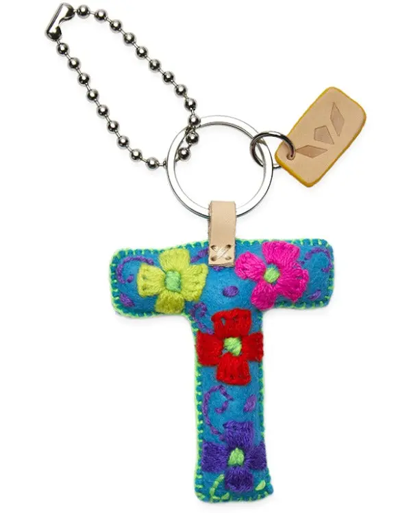 TURQUOISE FELT ALPHABET CHARM "T”