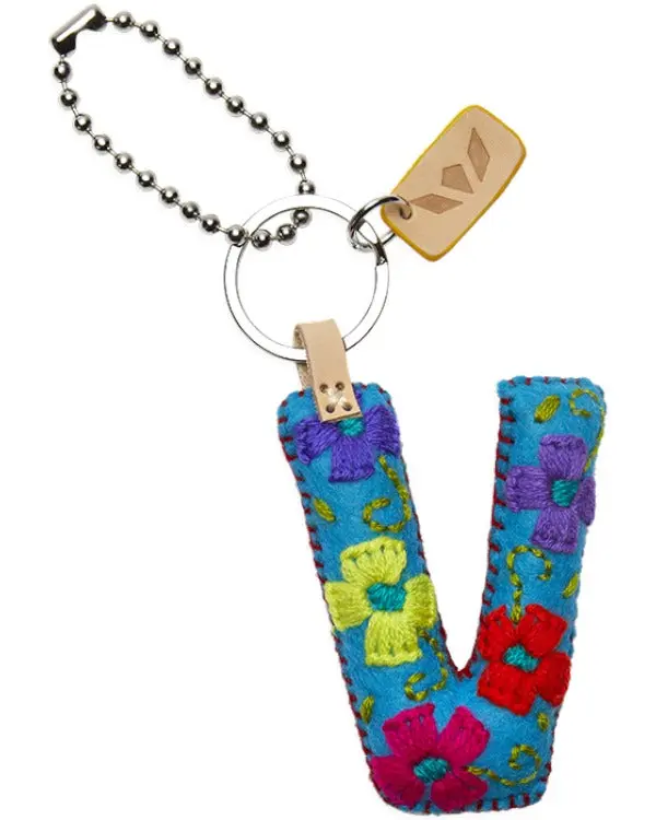 TURQUOISE FELT ALPHABET CHARM "V"