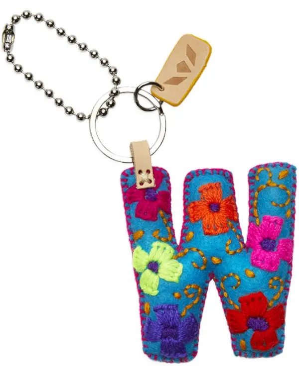 TURQUOISE FELT ALPHABET CHARM "W"